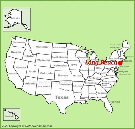 Long Beach NY location on the U.S. Map - Ontheworldmap.com