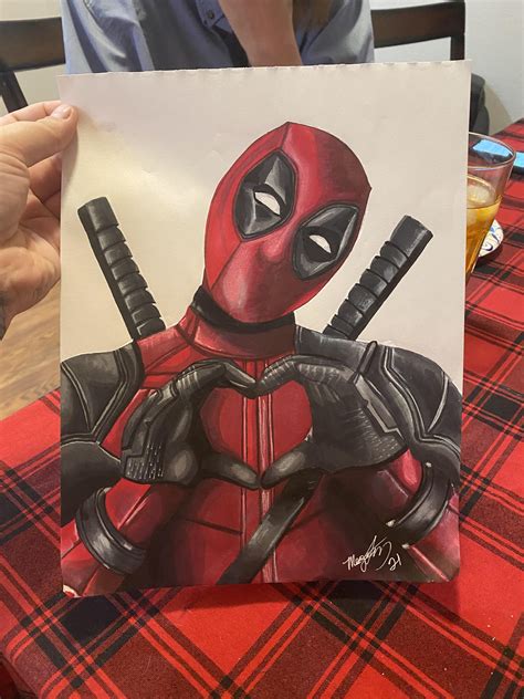 Deadpool in alcohol markers : r/drawing