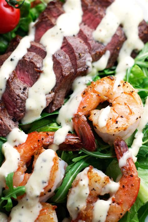 Surf and Turf Salad with Garlic Peppercorn Dressing - Kit's Coastal