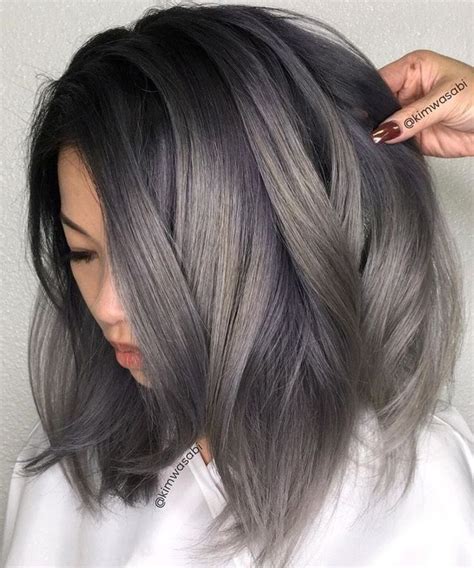 Grey Hair Hairstyles In 2019 Ash Brown Hair, Charcoal Hair ... | Grey ...