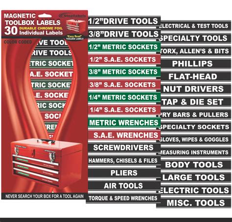 Magnetic Tool Chest Drawer Labels for Craftsman & Mechanics Organize ...