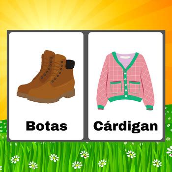 Clothing Vocabulary flashcards in Spanish . 32 Printable Posters for K & Prek