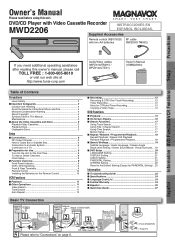 Magnavox MWD2206 - DVD/VCR Manual