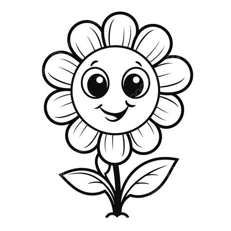 Cartoon Flower With Eyes Coloring Page Outline Sketch Drawing Vector, Flower Clipart, Eyes ...