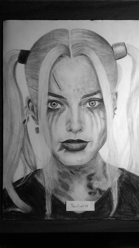 Pencil Sketch Print Margot Robbie Harley Quinn Art & Collectibles Prints jan-takayama.com