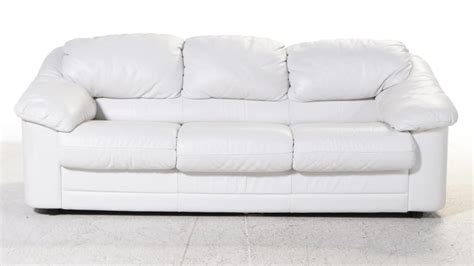 3/4 Italian White-Leather Three-Seat Sofa Plus Ottoman | EBTH