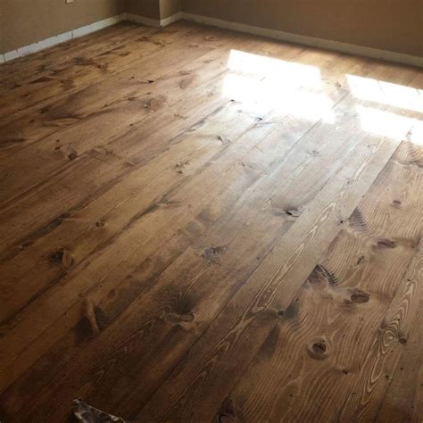 Pine plank floors stained with Minwax Early American. Pine Wood Flooring, Types Of Wood Flooring ...