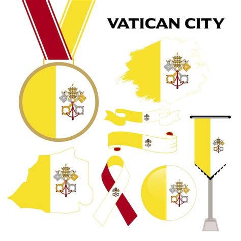 Premium Vector | Elements collection with the flag of vatican city ...