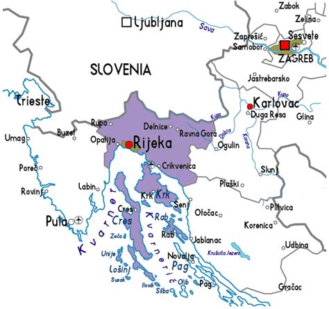 Map of Rijeka Province Area | Maps of Croatia Region City Political Physical