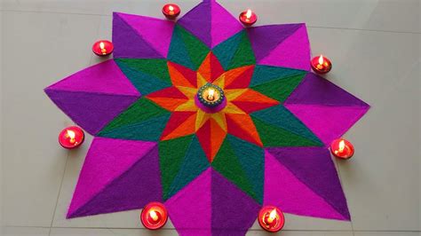 Beautiful 3D Rangoli Designs | Easy And Simple 3D Flower Rangoli - YouTube