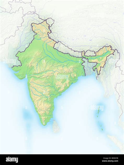 India Physical Map Hd