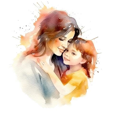 Premium AI Image | Colorful watercolor painting of a mother with her child