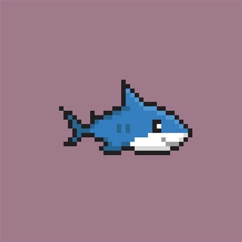 Premium Vector | Cute shark in pixel art style