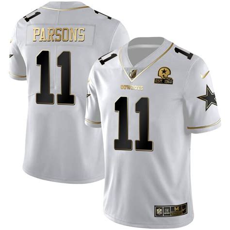 Men's Dallas Cowboys #11 Micah Parsons White Golden Edition With 1960 ...