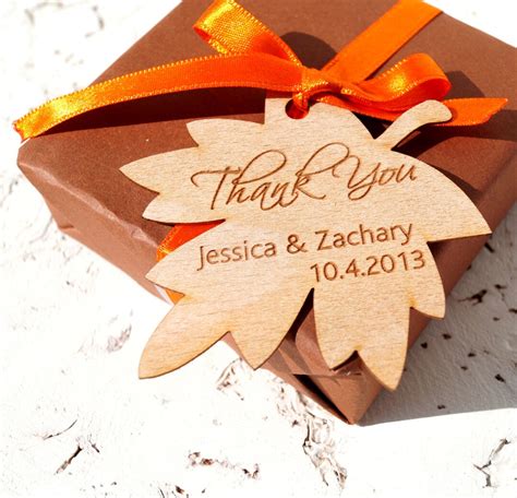 Wedding Favor Tags, Personalized Wedding Favor Tags, Rustic Leaf Wedding Gift Tags, Fall Wedding ...