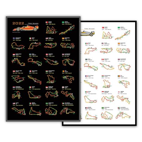 Formula 1 2022 Detailed Wall Calendar F1 Wall Art on Dark or - Etsy