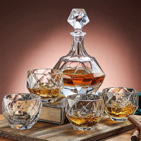 5 Pcs Crystal Liquor Decanter with Whiskey Glasses Set | DecanterX