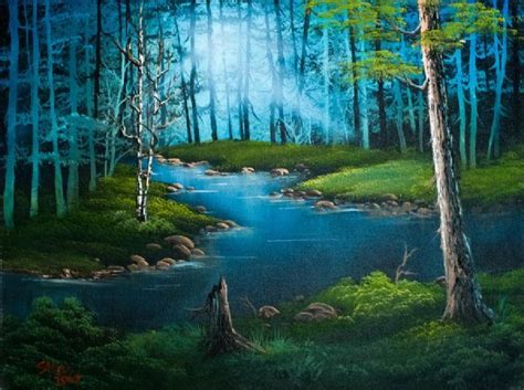 I always thought the trees in this Bob Ross painting were done in a ...