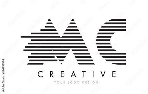 MC M C Zebra Letter Logo Design with Black and White Stripes Stock ...