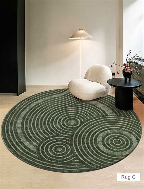 Geometric Modern Round Rugs, Modern Wool Rugs under Coffee Table, Cont – Paintingforhome