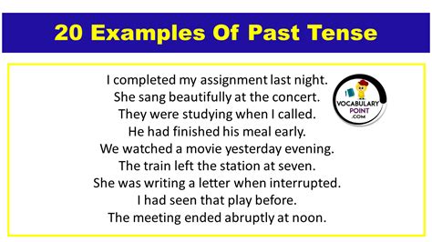 20 sentence of past tense Archives - Vocabulary Point