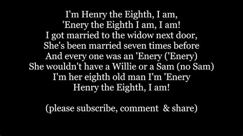 I'm Henry the Eighth I Am VIII Henery Lyrics Words Trendin Sing Along Music song not Herman ...