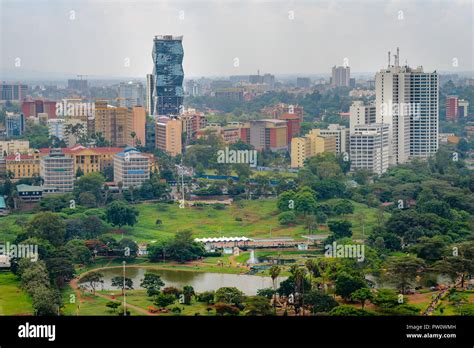 Nairobi skyline skyscrapers city view. Cityscape of the capital of ...