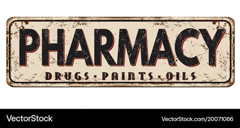 Pharmacy vintage rusty metal sign Royalty Free Vector Image