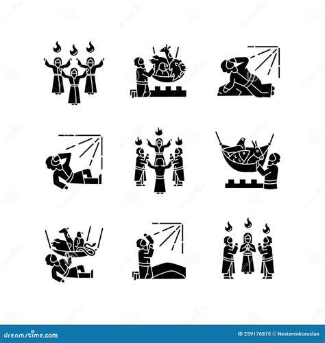 Bible Narratives Black Glyph Icons Set on White Space Stock Vector - Illustration of faith ...