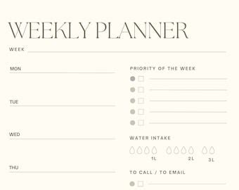 2023 Cute Weekly Planner Printable Printable Planner, Basic Planner A4 ...