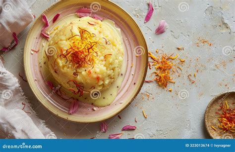 Indian Basundi with Saffron on a Pastel Pink Plate Stock Photo - Image ...