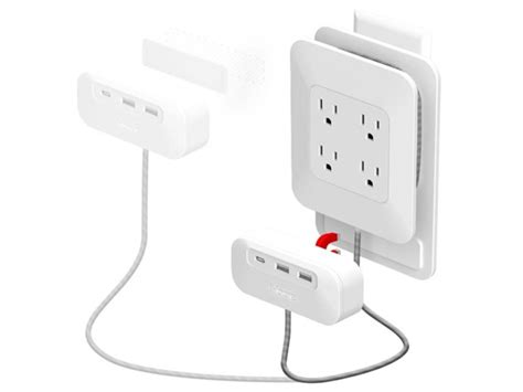 iHome 6FT Multiple Plug Outlet Extender with Magnetic Wall Mount