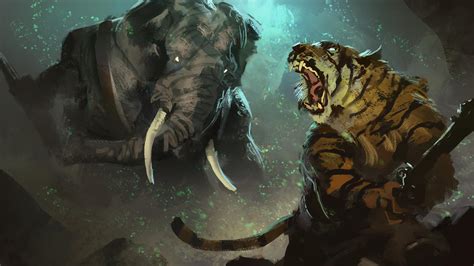 Mike Azevedo : tiger and elephant fight