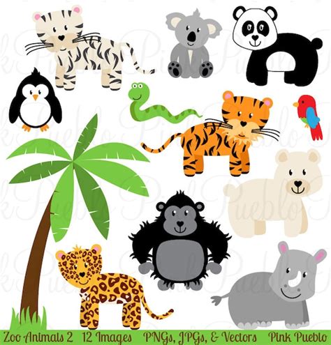 Zoo Animal Clip Art 2 Zoo Animal Clipart Safari Jungle | Etsy Singapore