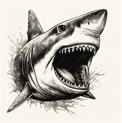 Premium AI Image | A drawing of a shark with the teeth showing teeth.