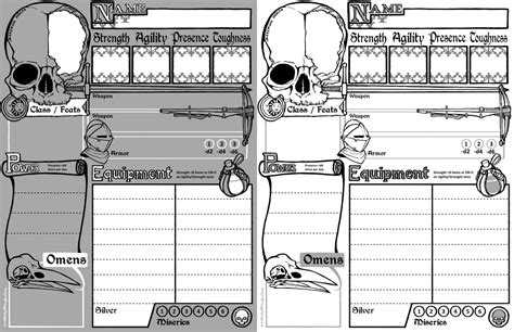 MÖRK BORG Character Sheet by Hugh Long