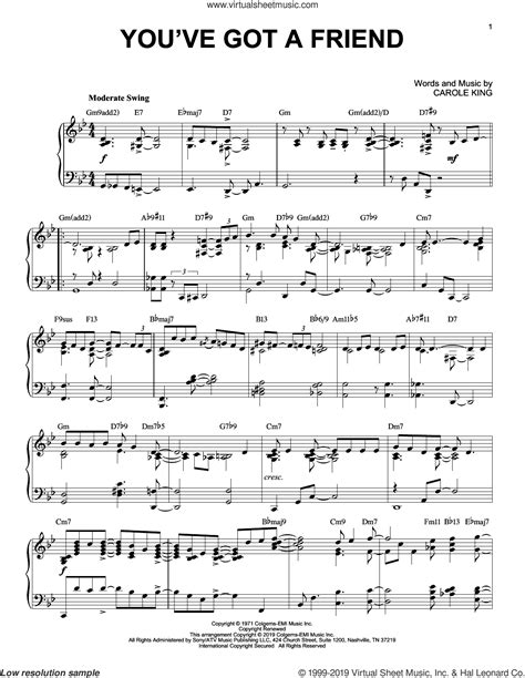 You've Got A Friend [Jazz version] sheet music for piano solo