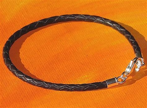 Ladies / mens 3mm Dark Brown leather & sterling silver bracelet- Lyme Bay Art. | eBay