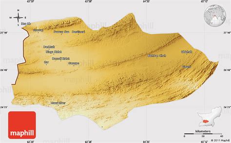 Physical Map of Panjgur, cropped outside