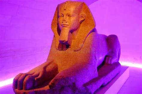 Great Sphinx of Tanis in Purple Illumination. Louvre Museum, Paris ...