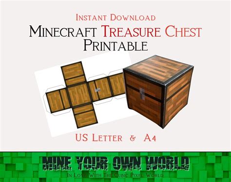 Minecraft Treasure Chest Printable, Paper Crafts, Party or Room Decor ...