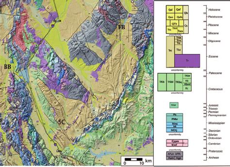 Geologic map of southwestern Montana, USA. Bold faced letters indicate... | Download Scientific ...