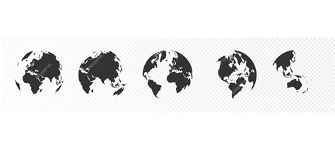 Premium Vector | Set of transparent globes of earth realistic world map ...