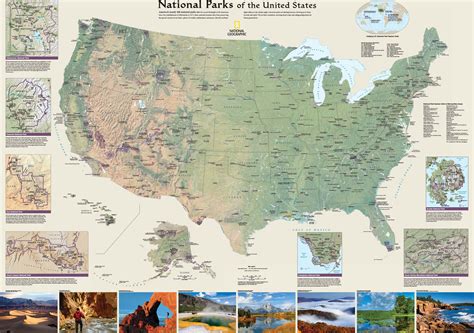 National Parks of The United States Wall Map by National Geographic ...