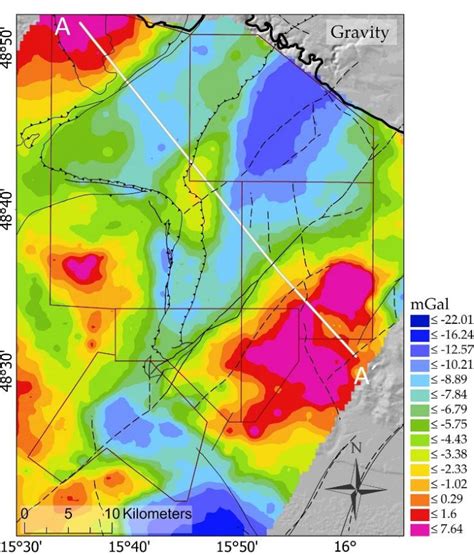 Bouguer anomaly map calculated with reference density 2670 kg × m −3... | Download Scientific ...