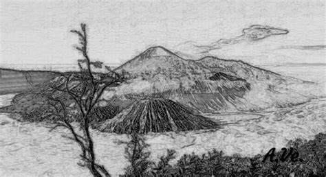 Sketsa Gambar Gunung Bromo - Contoh Sketsa Gambar