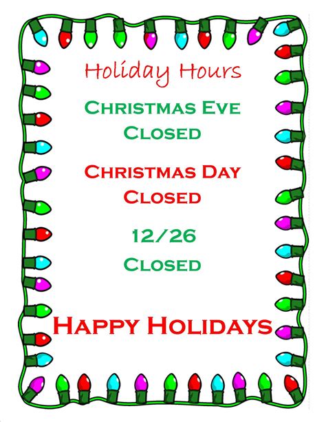 Free Printable Holiday Closed Signs For Businesses - Printable Word Searches