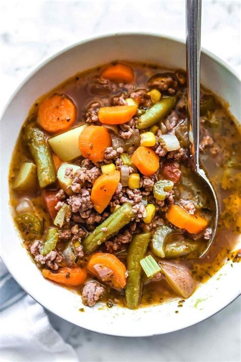 Hamburger Vegetable Soup | foodiecrush.com