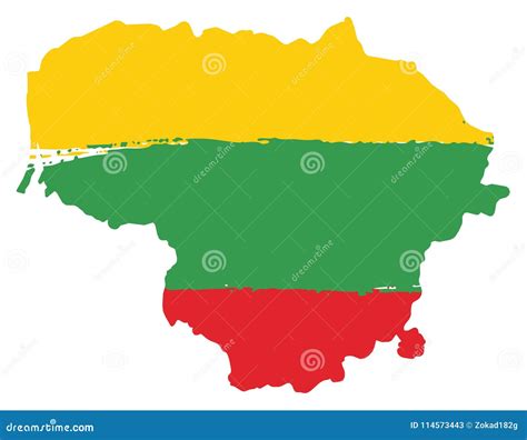 Lithuania Flag & Map Vector Hand Painted with Rounded Brush Stock ...