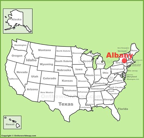 Albany location on the U.S. Map